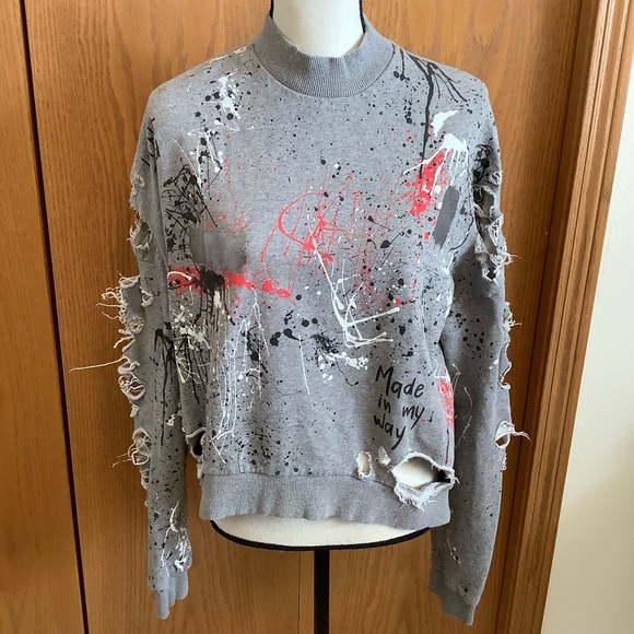 Zara Woman Distressed Graffiti Paint 